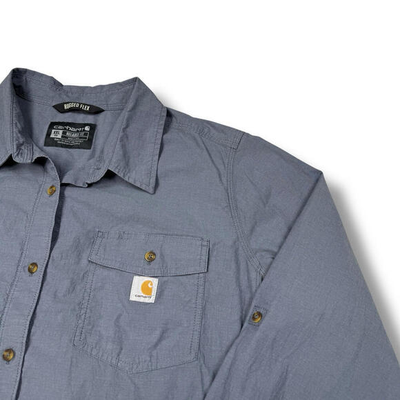 Carhartt Rugged Flex Button Up Shirt XXL Blue Long Sleeve Workwear Relaxed Fit - Picture 4 of 7